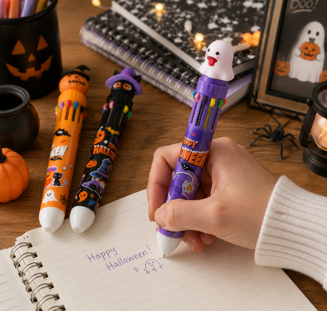 36 Lapiceros Halloween Multitintas con Figuras 3D $10.5 c/u