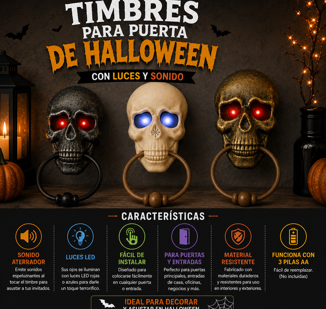 Timbre Halloween de Calabera con Luces