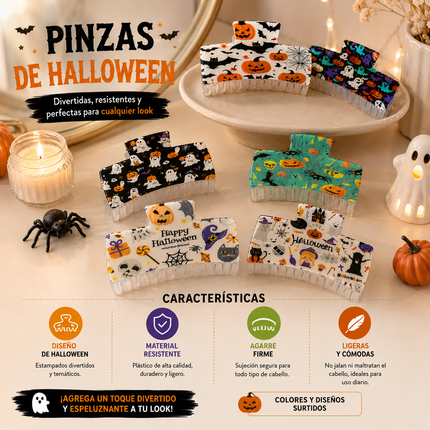 12 Pinzas Halloween con Decorado Lindo $10.9 c/u