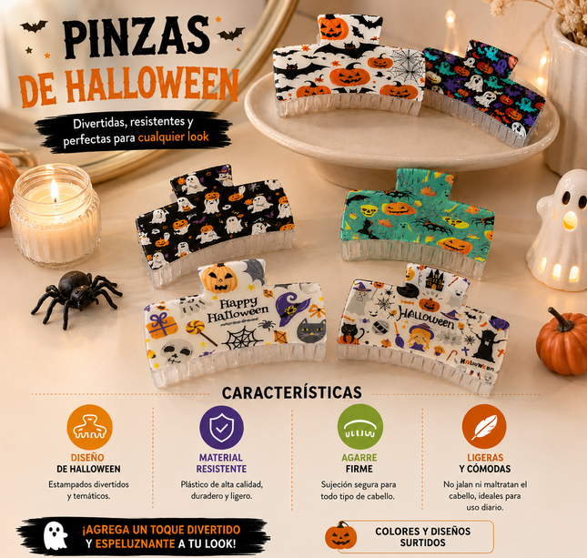 12 Pinzas Halloween con Decorado Lindo $10.9 c/u
