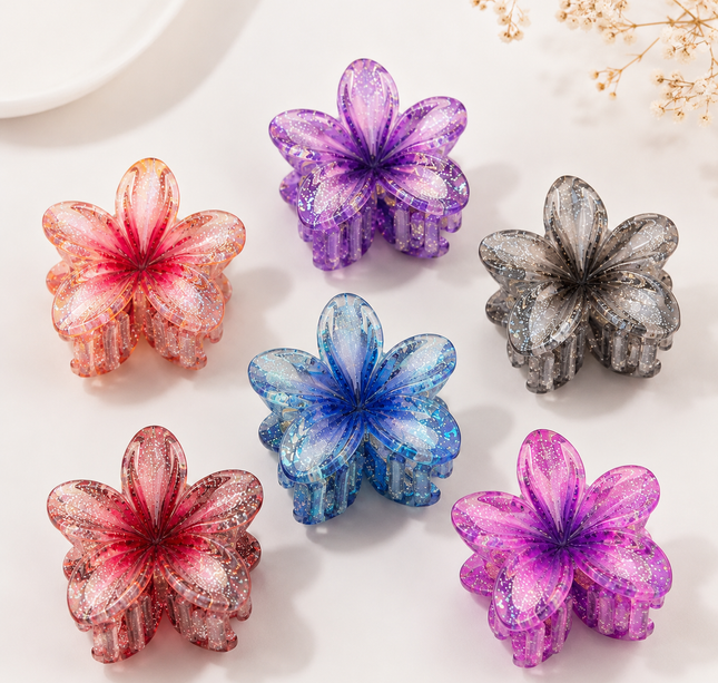 12 Pinzas Hawainas Difuminadas Brillo CH $6.25 c/u