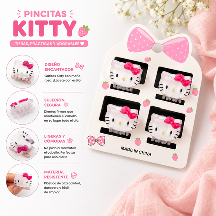 Exclusivo Tienda en linea 💥💎12 Sets de 4 Pincitas Kitty Cabecita Hermosas $14.5 c/u