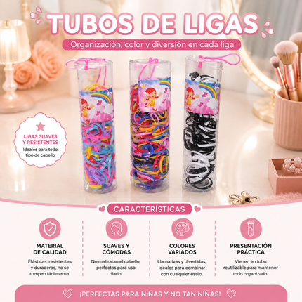 Exclusivo Tienda en linea 💥💎12 Tubos de Ligas para Cabello Grandes $6.5 c/u