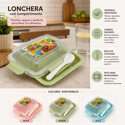 Exclusivo Tienda en linea 💥💎Lonchera con Compartimento y Cuchara