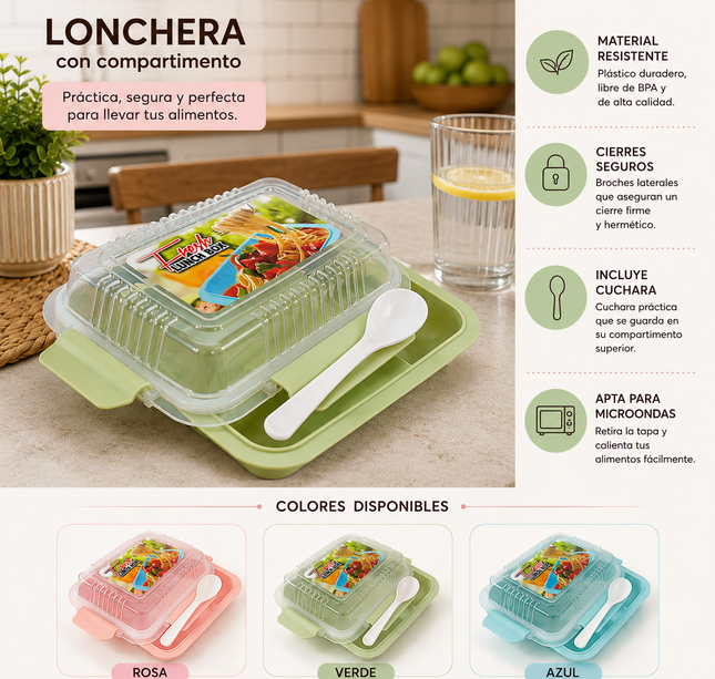 Exclusivo Tienda en linea 💥💎Lonchera con Compartimento y Cuchara