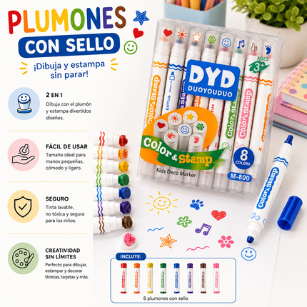 Exclusivo Tienda en linea 💥💎Caja de 8 Plumones con Sello