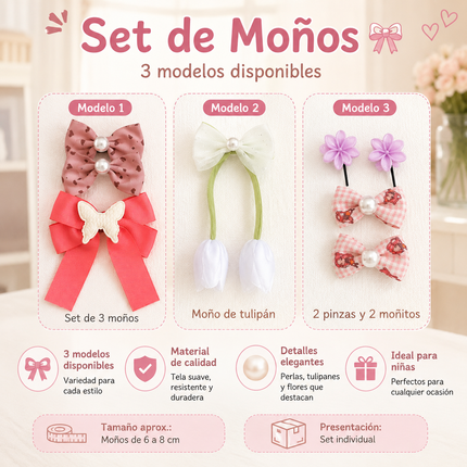 12 Sets de Accesorios para Cabello Moda Hermosa $10.5 c/u