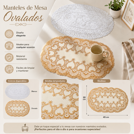 12 Manteles para Mesa Ovalados $5.9 c/u
