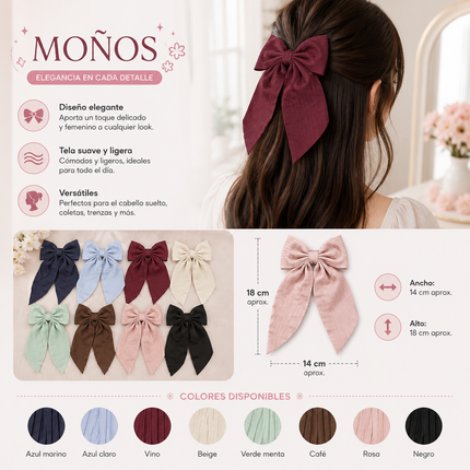 12 Moños Coquette Matte Hermosos $9.6 c/u