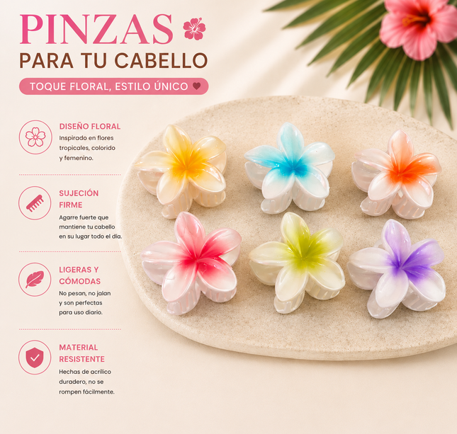 Exclusivo Tienda en linea 💥💎12 Pinzas Hawainas Centro Colores $7.5 c/u