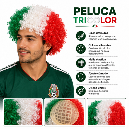 6 Pelucas Tricolor México $29.05 c/u