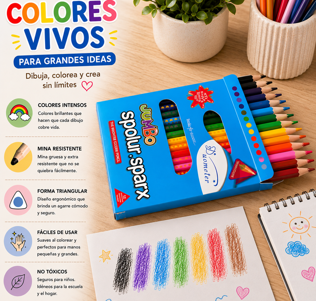 Exclusivo Tienda en linea 💥💎Caja de 12 Colores Jumbo "Sparx"