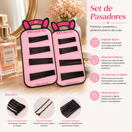 Exclusivo Tienda en linea 💥💎12 Sets de Pasadores Negros Orejitas $5.5 c/u