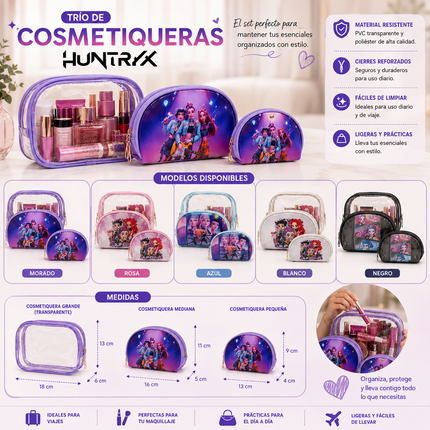 Sets Guerrerar K-Pop Huntrix con 3 cosmetiqueras/Nesecér