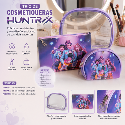 Sets Guerrerar K-Pop Huntrix con 3 cosmetiqueras/Nesecér