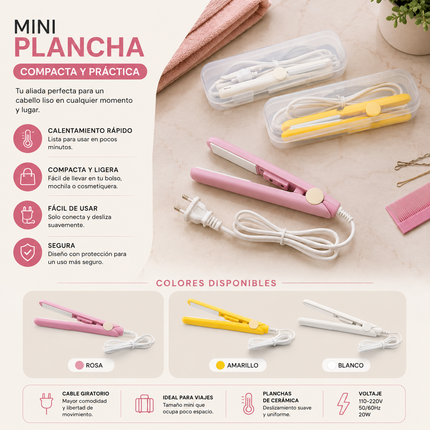 Exclusivo Tienda en linea 💥💎3 Mini Plancha para Cabello de Viaje $49 c/u