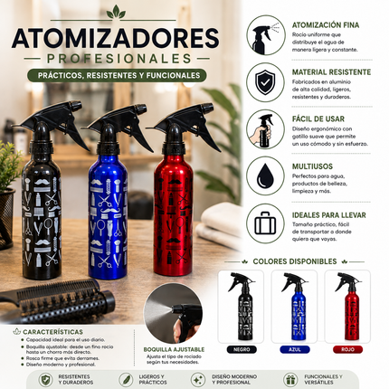 Exclusivo Tienda en linea 💥💎3 Atomizador Metalico Peluqueria $40 c/u
