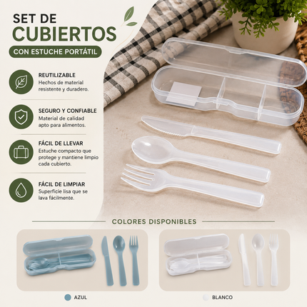 Exclusivo Tienda en linea 💥💎3 Set de Cubiertos para Viaje con Estuche $25 c/u