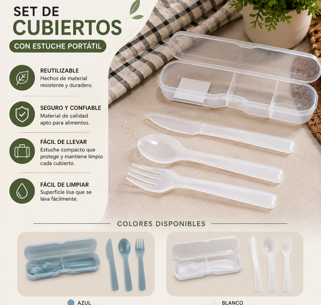 Exclusivo Tienda en linea 💥💎3 Set de Cubiertos para Viaje con Estuche $25 c/u