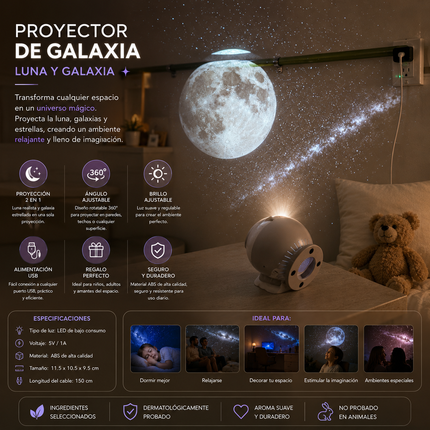 Proyector Galaxias Ajustable Con 12 Cartuchos Intercambiales