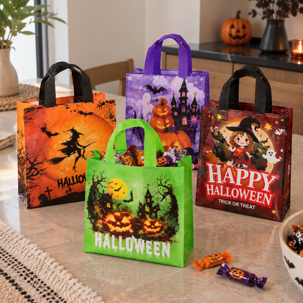 12 Bolsas Halloween Plastificadas $6.9 c/u