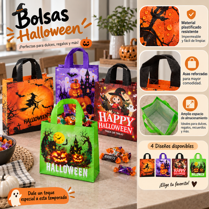 12 Bolsas Halloween Plastificadas $6.9 c/u