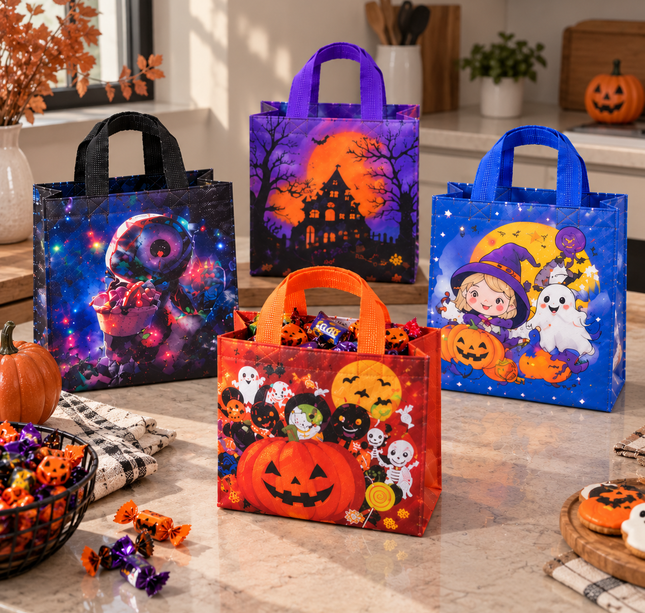 12 Bolsas Plastificadas Halloween $6.9 c/u