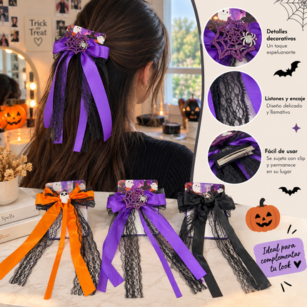12 Moñitos Listones Halloween y Figuras $13 c/u
