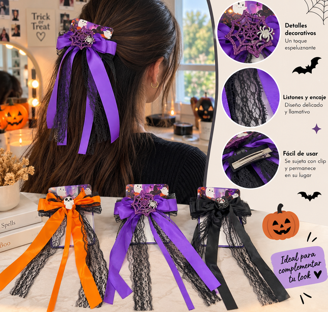 12 Moñitos Listones Halloween y Figuras $13 c/u
