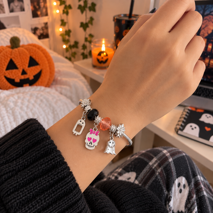 12 Pulseras Halloween con Charms tipo Pandora $13 c/u