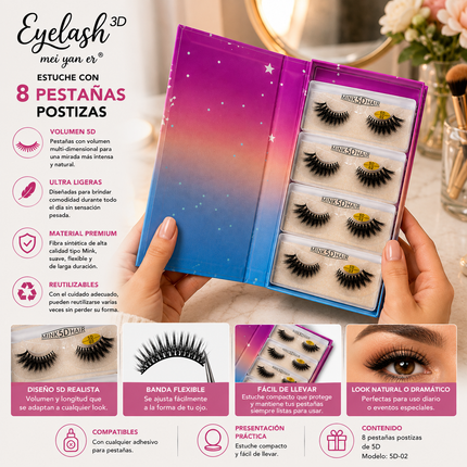 Exclusivo Tienda en linea 💥💎8 Pares de Pestañas, Caja Unicornio $15 c/u