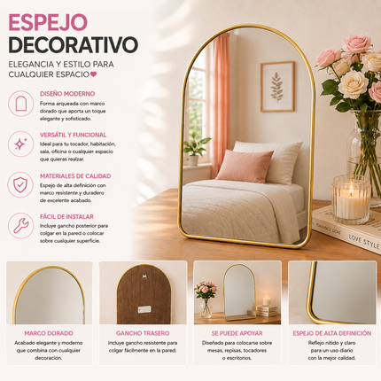 Exclusivo Tienda en linea 💥💎Espejo para Colgar Ovalado con Orillas Doradas