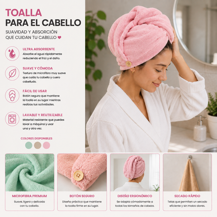 Exclusivo Tienda en linea 💥💎3 Toalla para Cabello de Microfibra $35 c/u