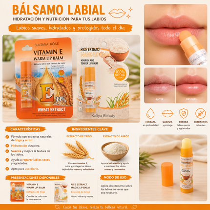 Exclusivo Tienda en linea 💥💎3 Balsamo para Labios Arroz/Vitamina E $16 c/u