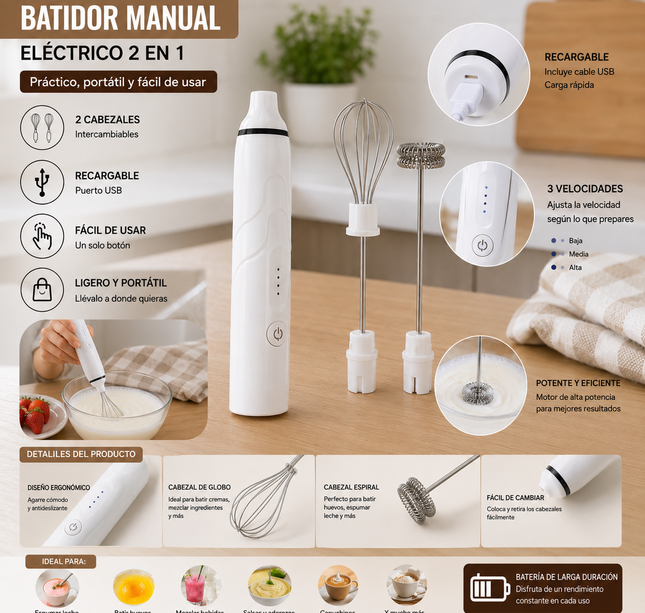 Exclusivo Tienda en linea 💥💎Batidor Manual de Dos Cabezales