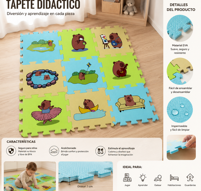 Exclusivo Tienda en linea 💥💎Tapete Didactico Armable Infantil Capibara