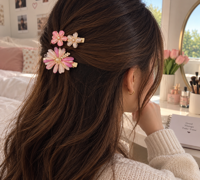 12 Sets Flores para Cabello, Pasador y Dúos Pincitas $10.5 c/u