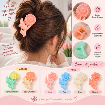 12 Pinzas Flores Hermosas Tornasol $13.5 c/u
