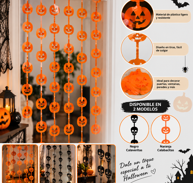 12 Cortinas Halloween para Fiestas Lluvia $15 c/u