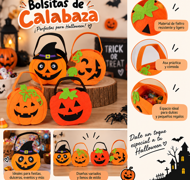 6 Bolsitas/Dulceros Halloween Hermosas $29 c/u