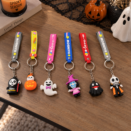 12 Llaveros Halloween Firguras 3D Cintas $6.9 c/u
