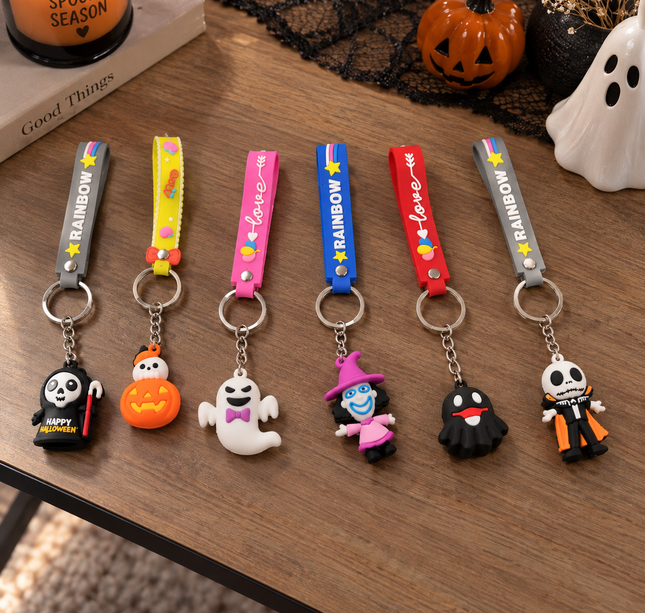 12 Llaveros Halloween Firguras 3D Cintas $6.9 c/u
