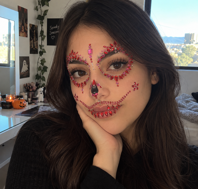 12 Sets Pedreria para Rostro Halloween Disfraz $10.5 c/u