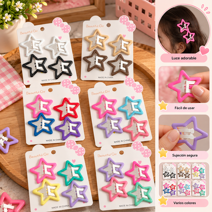 12 Sets de 4 Cuquitas Estrella para Cabello $7 c/u
