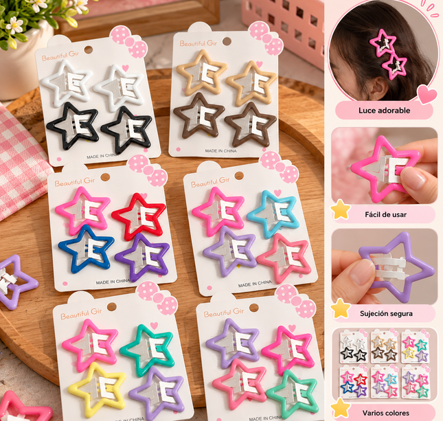 12 Sets de 4 Cuquitas Estrella para Cabello $7 c/u