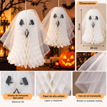 Fantasma Decorativo de Papel con Velo