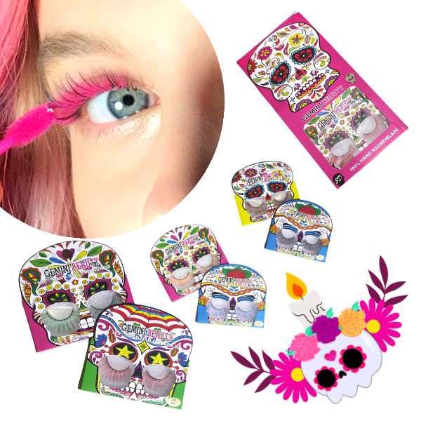 12 PESTAÑAS POSTIZAS CALAVERA A $9.9 C/U