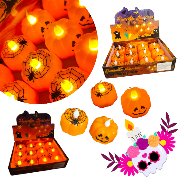 12 Velas calabacita con Luz $8.3 c/u