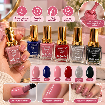 Exclusivo Tienda en linea 💥💎12 Esmaltes para Uñas con Tapa Dorada y Moño $14 c/u