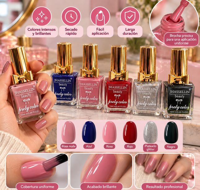 Exclusivo Tienda en linea 💥💎12 Esmaltes para Uñas con Tapa Dorada y Moño $14 c/u